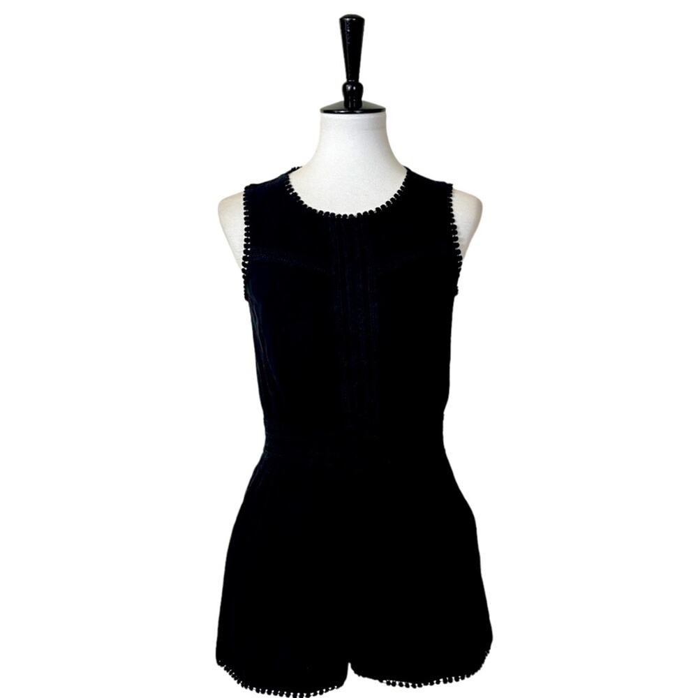 LOFT Romper Black Eyelet Sleeveless Lace Boho Festival Women’s Size 00